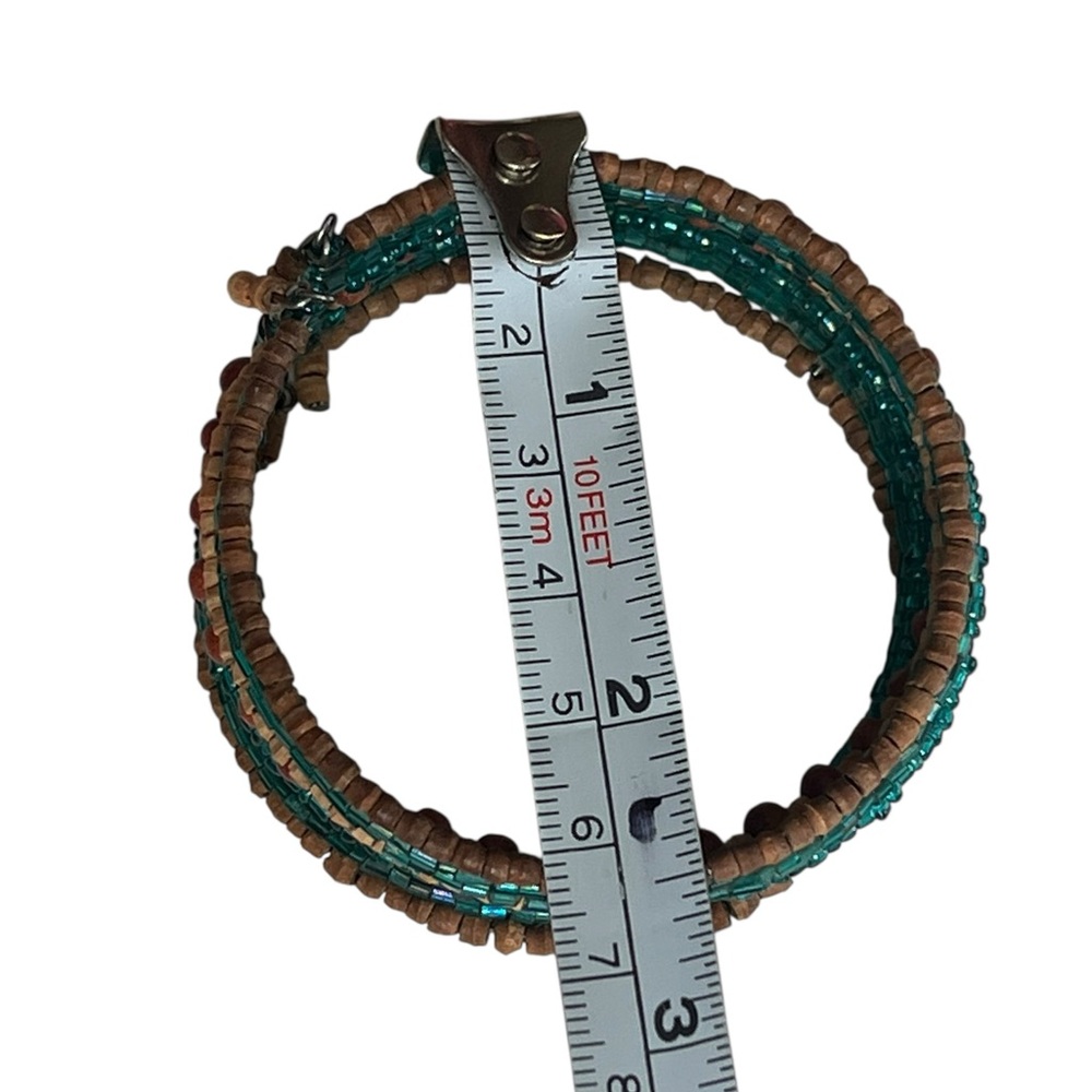Beaded Neutral Brown Teal Stacking Adjustable Boh… - image 5
